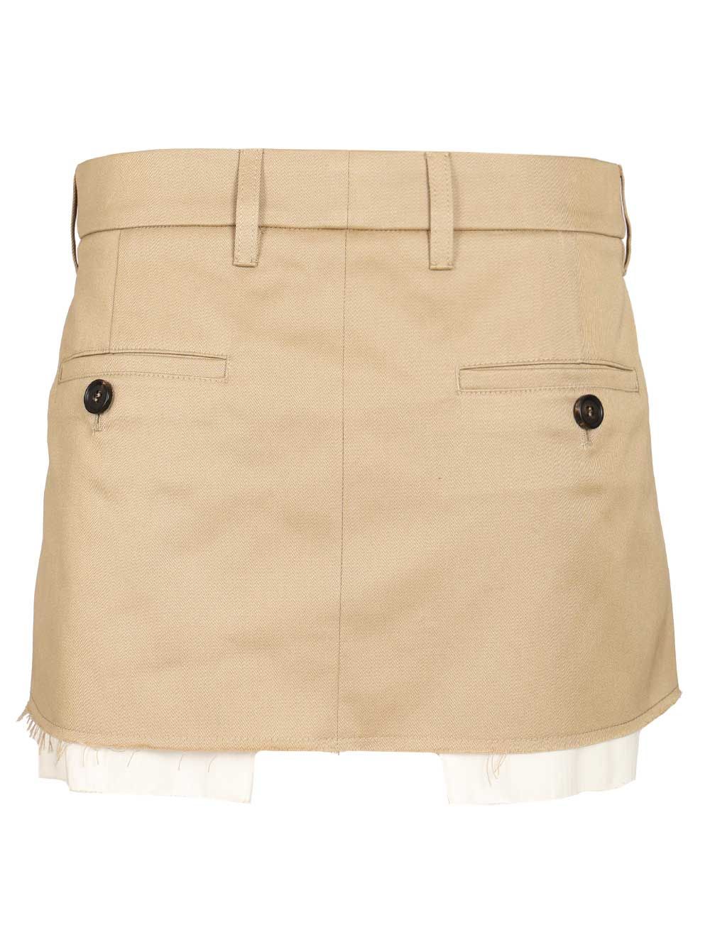 Miu Miu Cotton Chino Mini Skirt Gonne - Beige | 961c311332e4809bbb58ca1086783fae55239672