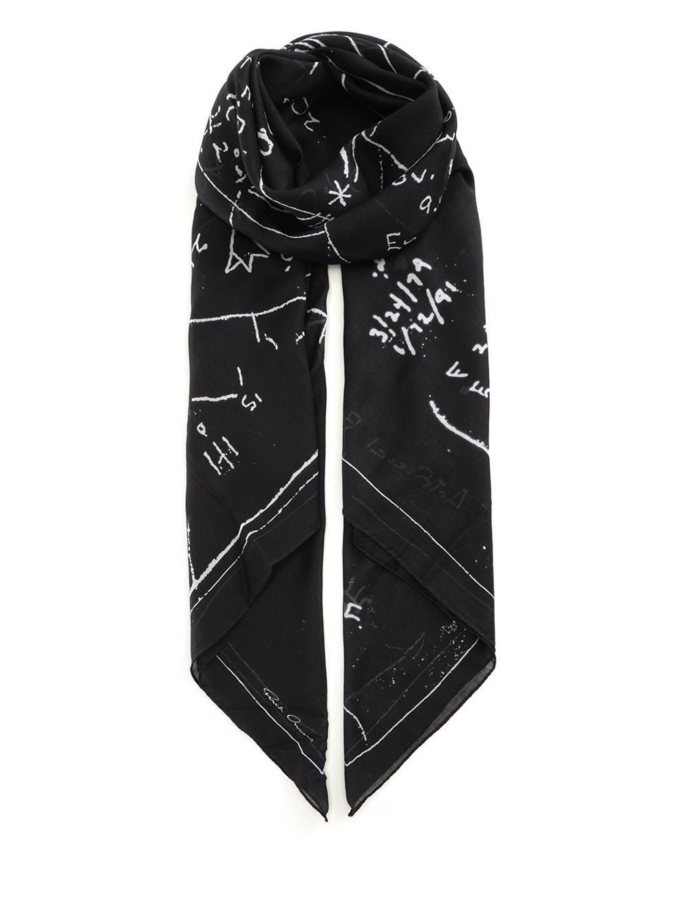 Rick Owens Scarf With Astro Print Scarves And Foulards - Nero | 3406377862a7a959828cd802b585ebd804d8bf46