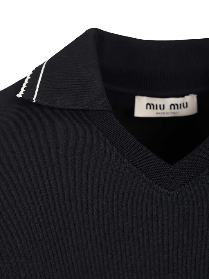 Miu Miu Crop Polo Shirt Sweatshirts - Blu | 91e6985b82b4e20cae07d526a2ad4a6abe7cc62b