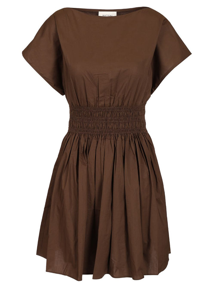 Matteau Shirred Waist Mini Dress Abiti - Marrone | 82adfefa34fe3604e03f6c5e49581b89f73ee412