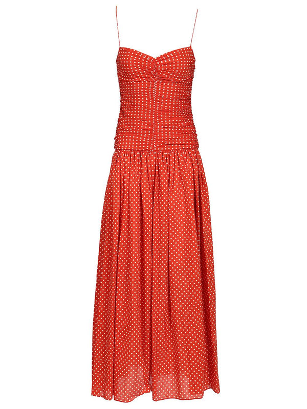 Gathered Drop Waist Dress Abiti Rosso