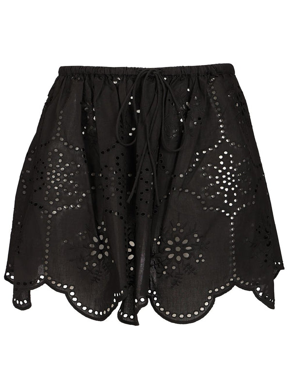 Broderie Mini Skirt Gonne Nero