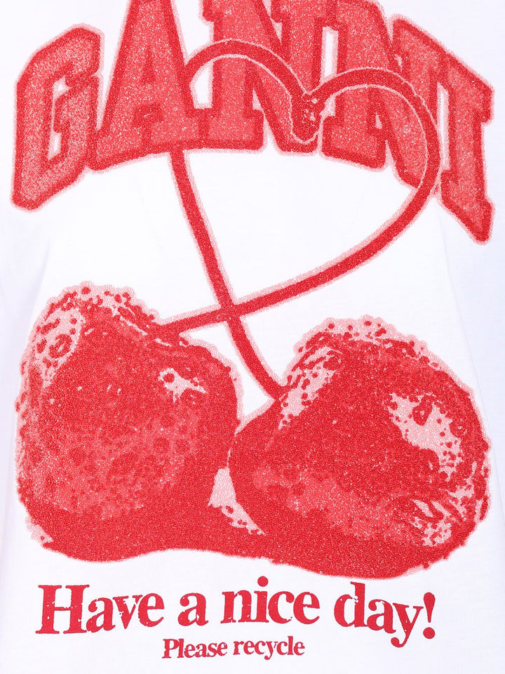 Ganni Printed T-Shirt - Bianco | 4ce4031a10130d8926804616fcb652fe2953eb32