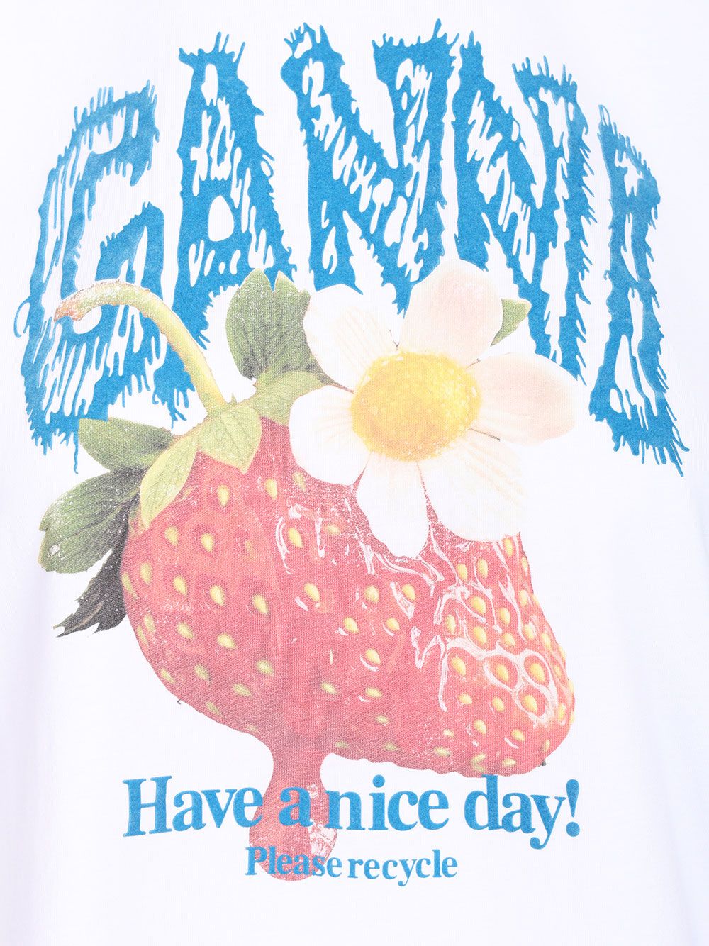 Ganni With Print T-Shirt - Bianco | 8a100e90dc532d77dcd68997a93653192f575442