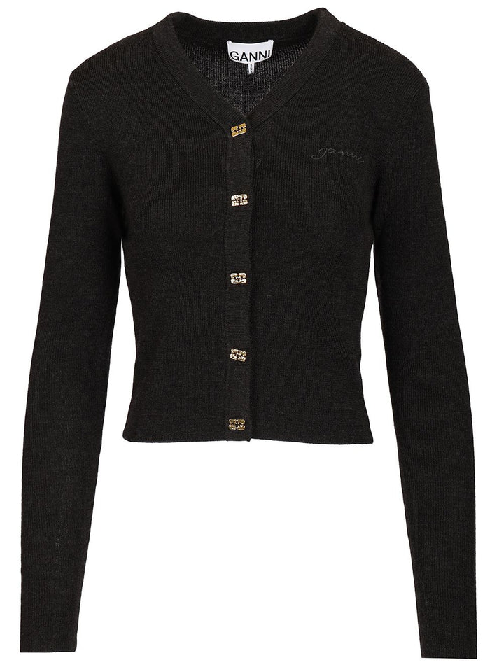 Ganni Mini Cardigan Knitwear - Grey | 2a0f00c68200381ecfd7a6f58414a44379b6d517
