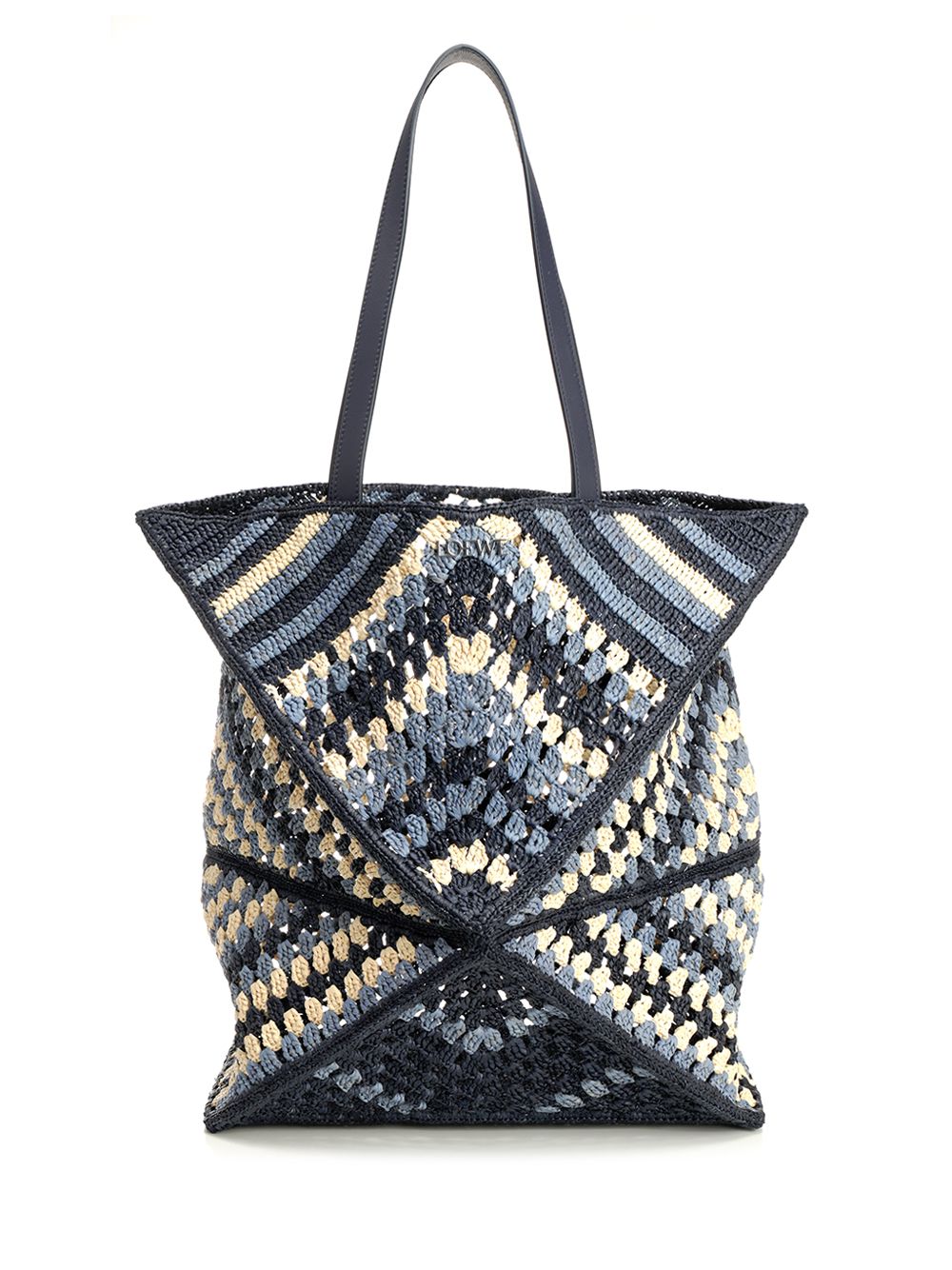 Loewe Puzzle Fold Xl Tote Bag In Raffia Shoulder Bags - Blu | a3958a6cb73474abdb588dcecdb31ff51466d4a3