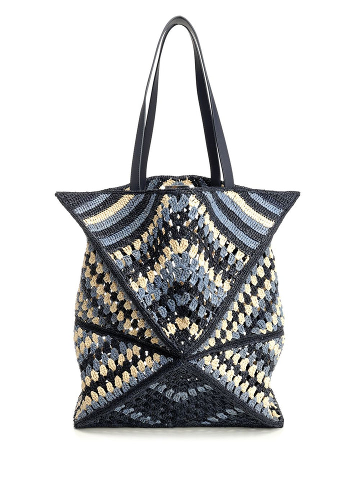 Loewe Puzzle Fold Xl Tote Bag In Raffia Shoulder Bags - Blu | f92a4e7a4dee561c1323c80913d0053abcfcba3f