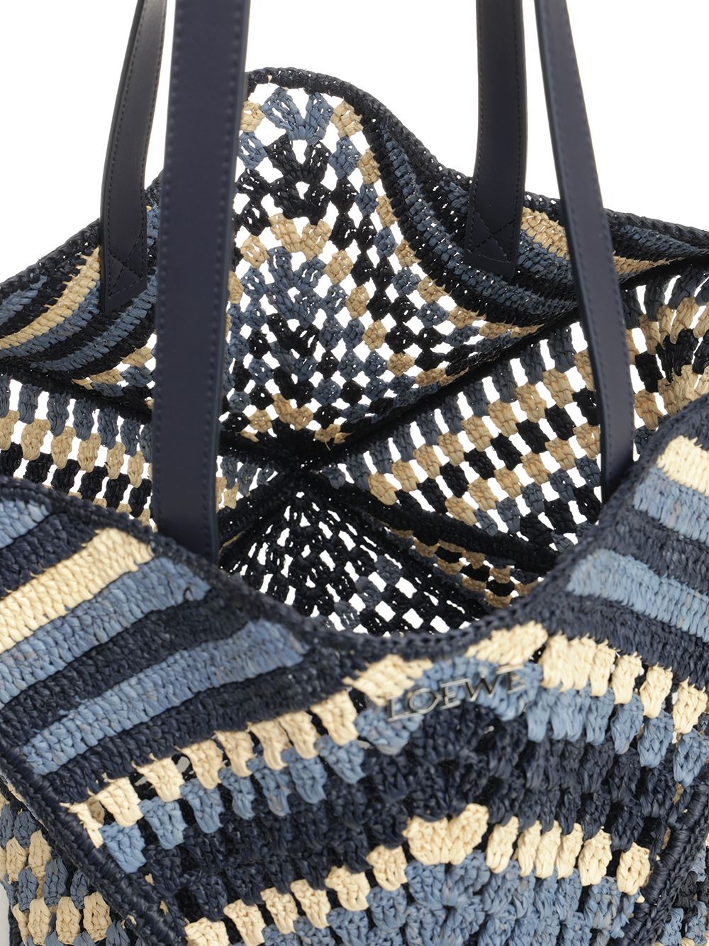 Loewe Puzzle Fold Xl Tote Bag In Raffia Shoulder Bags - Blu | 410d052ae0104c99f548e353b8b26c72b8bb6b56