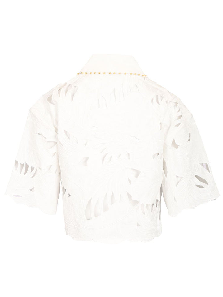 Zimmermann Mahon Embroidered Crop Shirt Shirts - Bianco | 73b9b19012ec791b62029626cf8f54dc6236d186