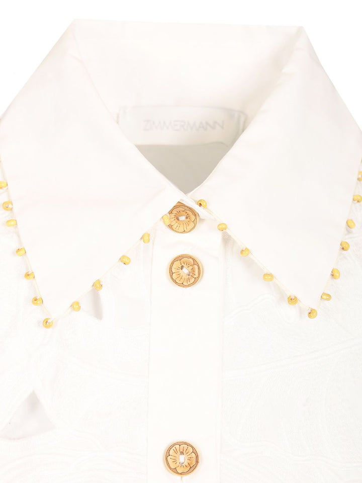 Zimmermann Mahon Embroidered Crop Shirt Shirts - Bianco | aa34671c872b3872b028c6f1bd2e887debf848db