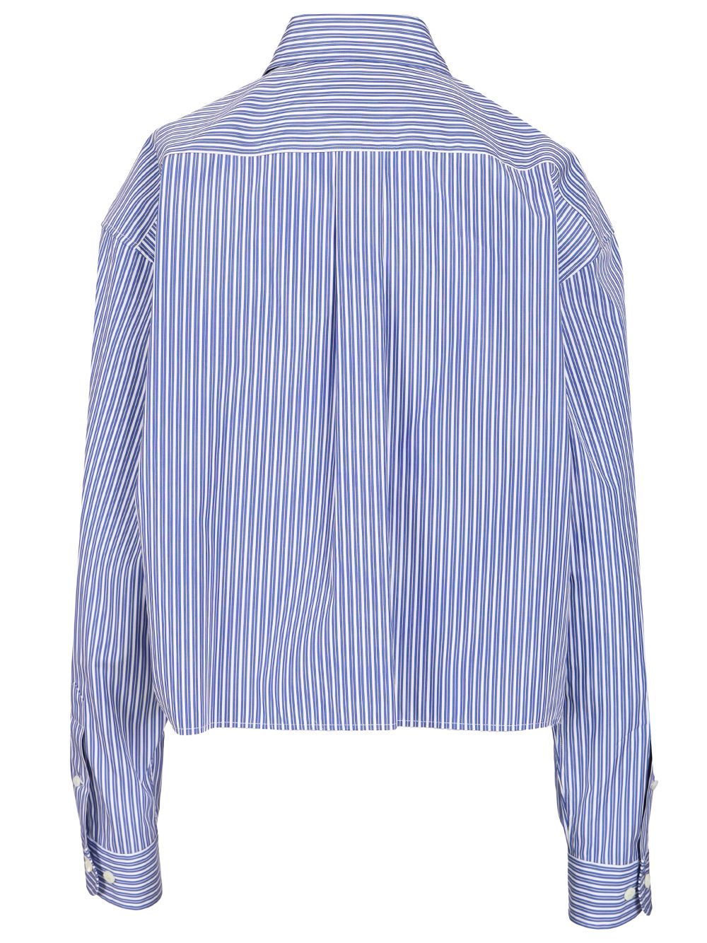 Miu Miu Poplin Shirt With Logo Shirts - Light blue | 81b44673770b6a0719cd963614bfd57e65667349