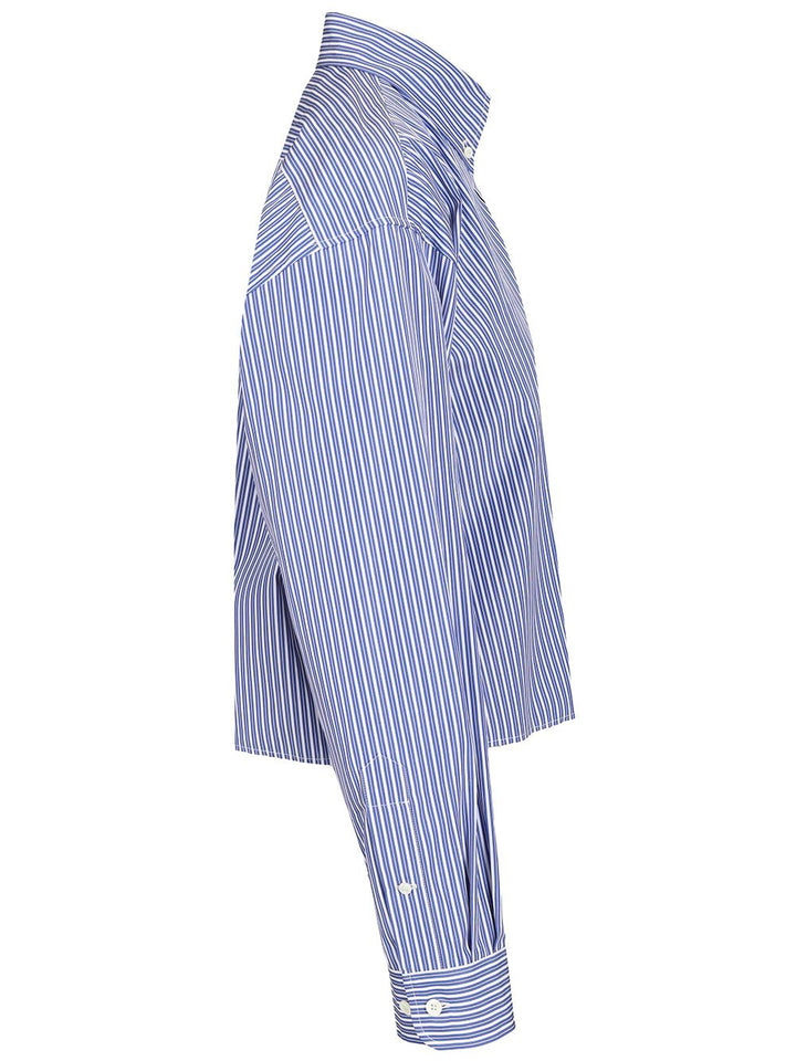 Miu Miu Poplin Shirt With Logo Shirts - Light blue | e6bf26cdc63bcb3db4047804b6b2af623a0a0824