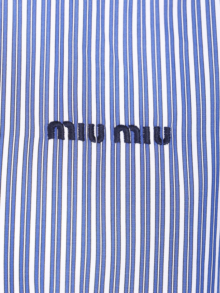 Miu Miu Poplin Shirt With Logo Shirts - Light blue | f83b2499d25d4809b200c22bb8713b1c4b34e844