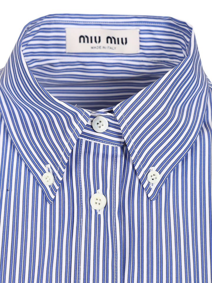 Miu Miu Poplin Shirt With Logo Shirts - Light blue | 94467cd83238b696b69466ced24cbd61e4400e32