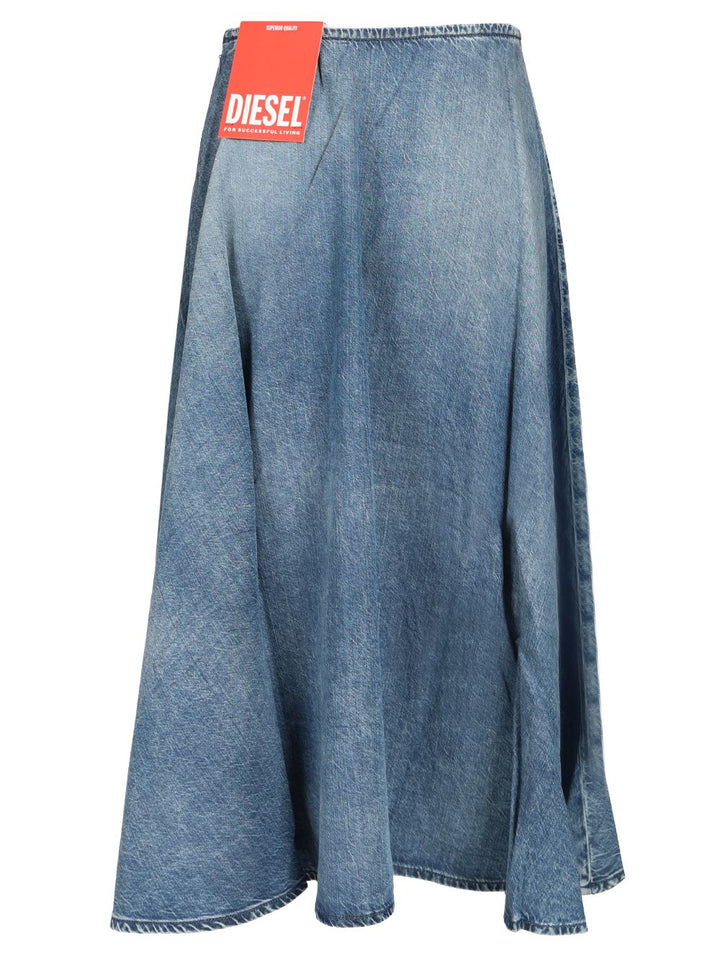 Diesel Wide Skirt In Flowing Denim Gonne - Blu | 70469933ffe513573c969ad923740e71285d676e
