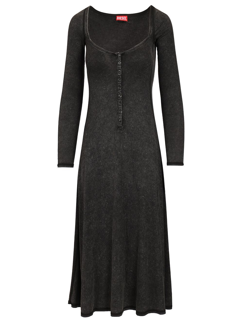 Diesel Shaded Ribbed Jersey Midi Dress Abiti - Nero | 13e52a0bdba4c341949e4aa052b28fa9c6cf6222