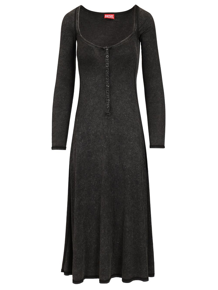 Diesel Shaded Ribbed Jersey Midi Dress Abiti - Nero | 13e52a0bdba4c341949e4aa052b28fa9c6cf6222