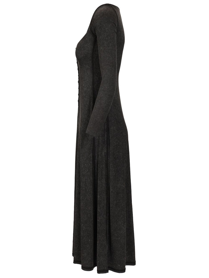 Diesel Shaded Ribbed Jersey Midi Dress Abiti - Nero | 98add9750778504bd72e552408c7801381046131