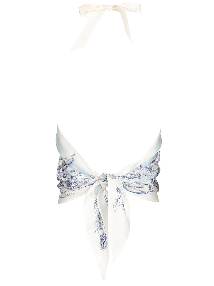 Ferragamo Top Foulard With Ethnic Print Top - Light blue | 7f888f36a4b4aacfeac685558033c04500f7ffb6
