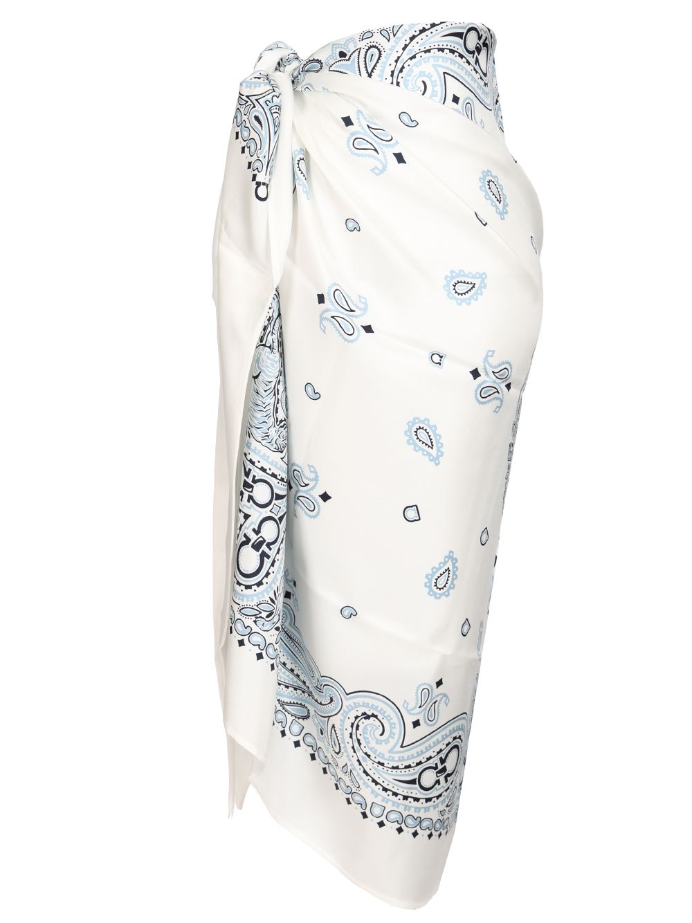 Ferragamo Arabesque Print Silk Sarong Gonne - Light blue | 977f73284c47c4eaf1cc312f8d0984f8b905ed53