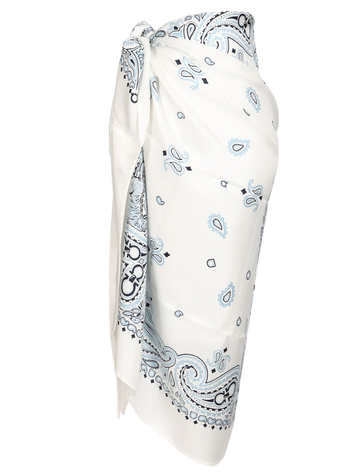 Ferragamo Arabesque Print Silk Sarong Gonne - Light blue | 977f73284c47c4eaf1cc312f8d0984f8b905ed53