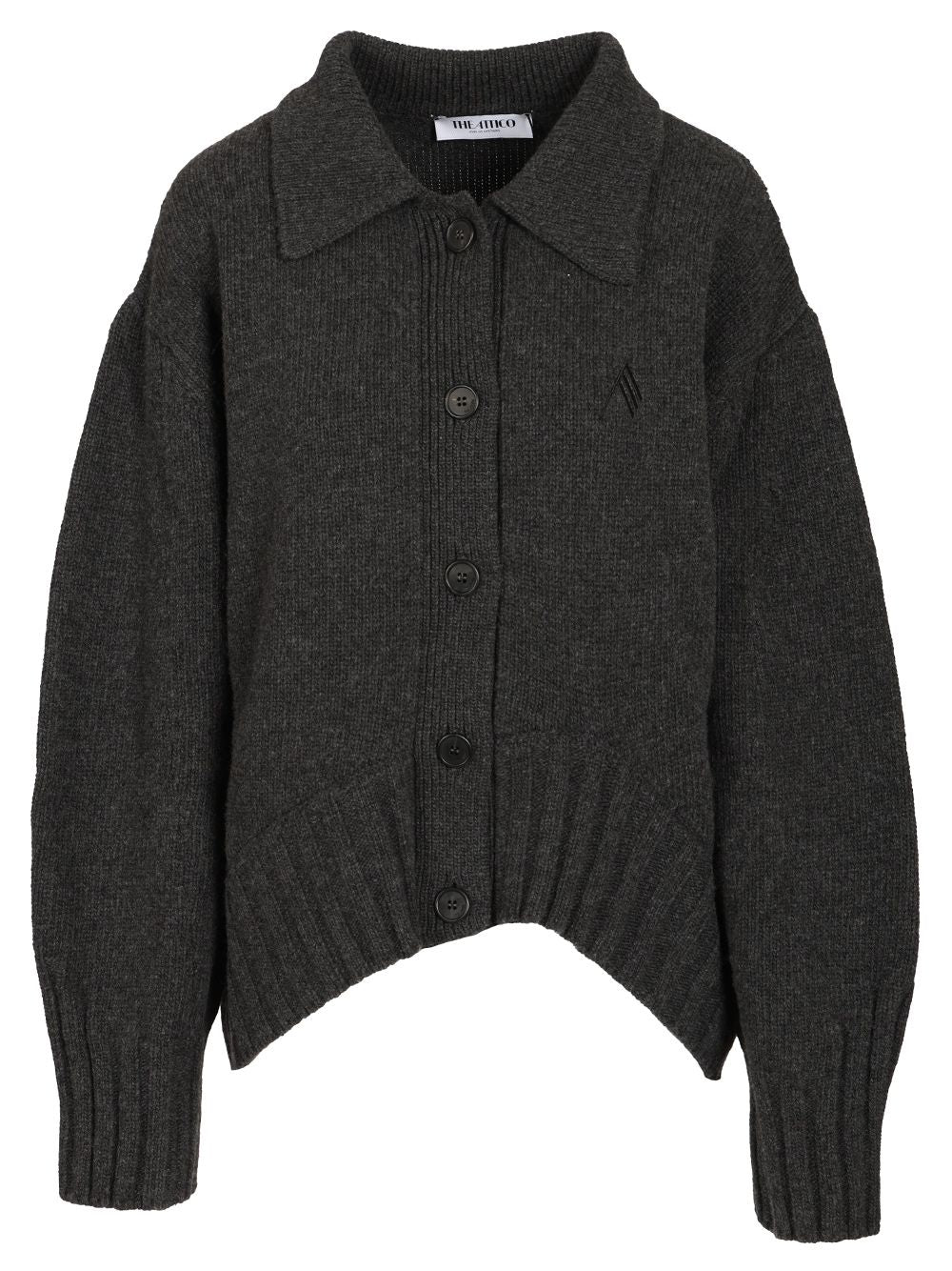 The Attico Cardigan With Embroidered Logo Knitwear - Grey | d606ec31fc53501f292479e049c4047b7868a212