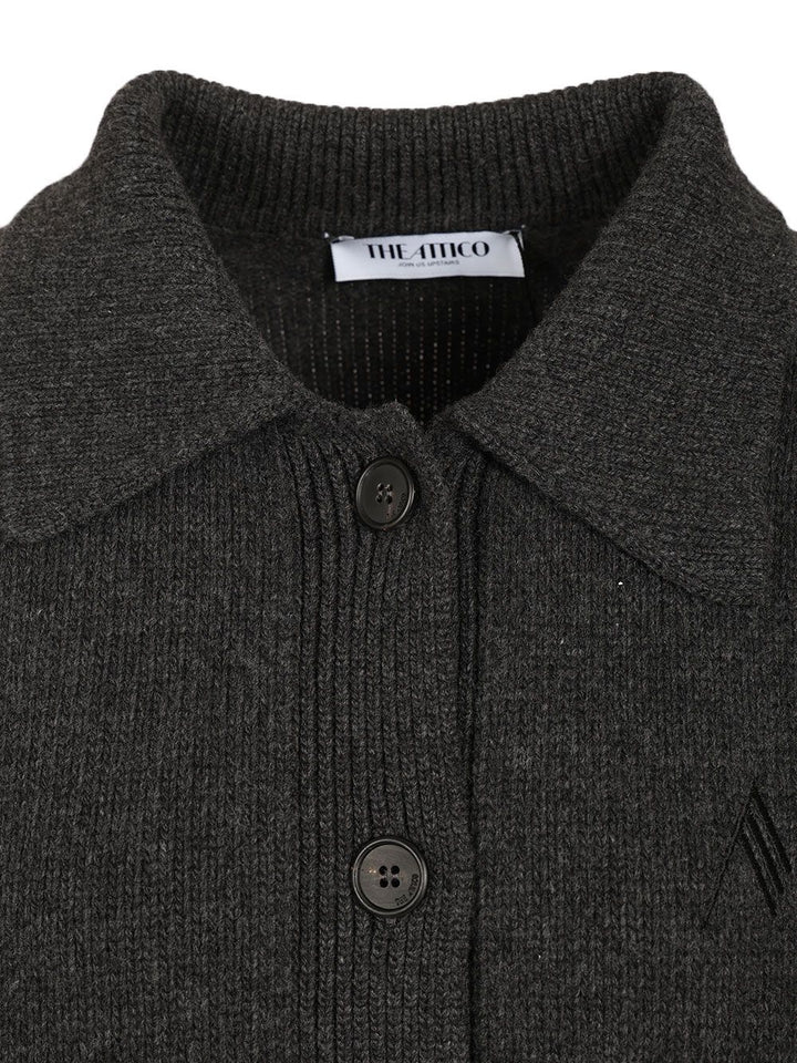 The Attico Cardigan With Embroidered Logo Knitwear - Grey | 60307a286d94f95dbb961b367693858856c7b948