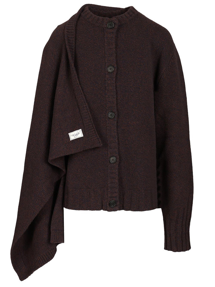 The Attico Cardigan With Draped Details Knitwear - Marrone | 7261b06ea4bde404c5da714b7019ebab13a247e8