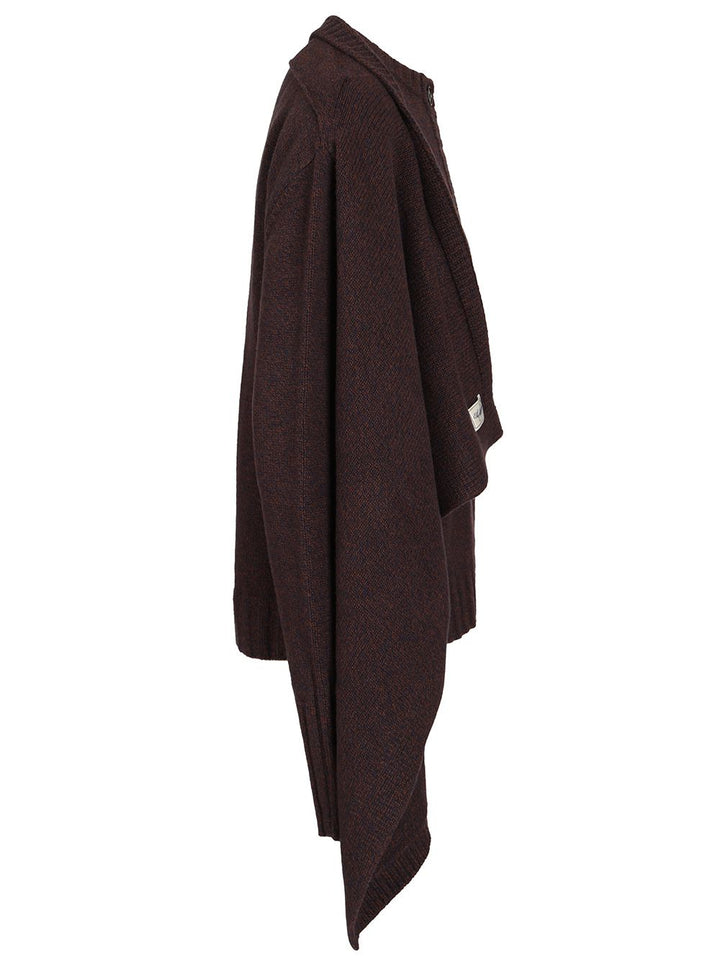 The Attico Cardigan With Draped Details Knitwear - Marrone | ce8d3bf21ff8db8ef6d30c9e1433d163a5ab372c