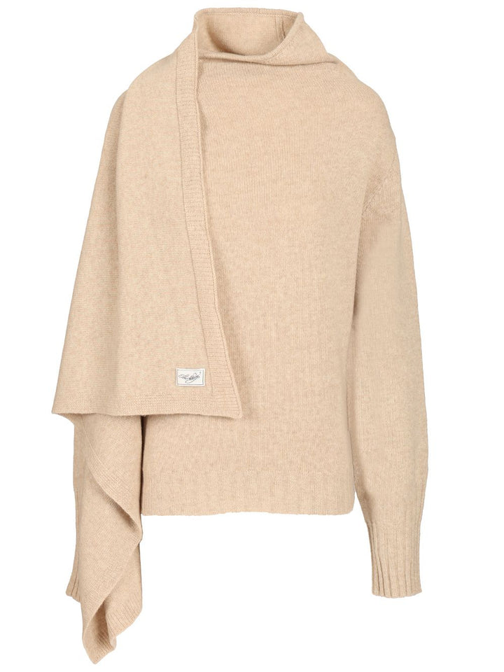 The Attico Sweater With Draped Details Knitwear - Beige | 8d8025d420767010fe7612440f3234e1dd503b13