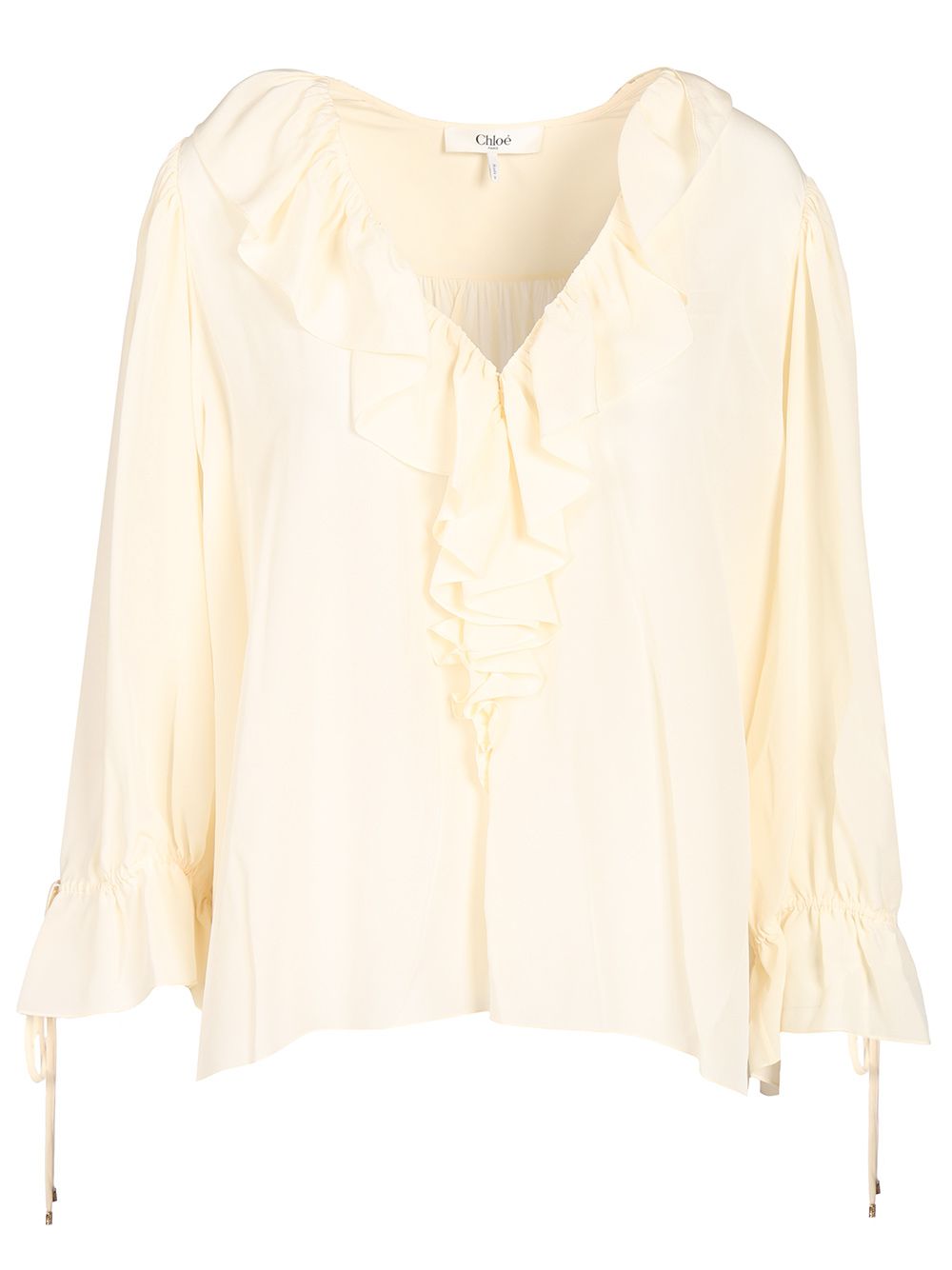 Chloe' Long-Sleeved Shirt Knitwear - Bianco | 390c924bedb6ffce9342f32a4857eb1b67c127a6