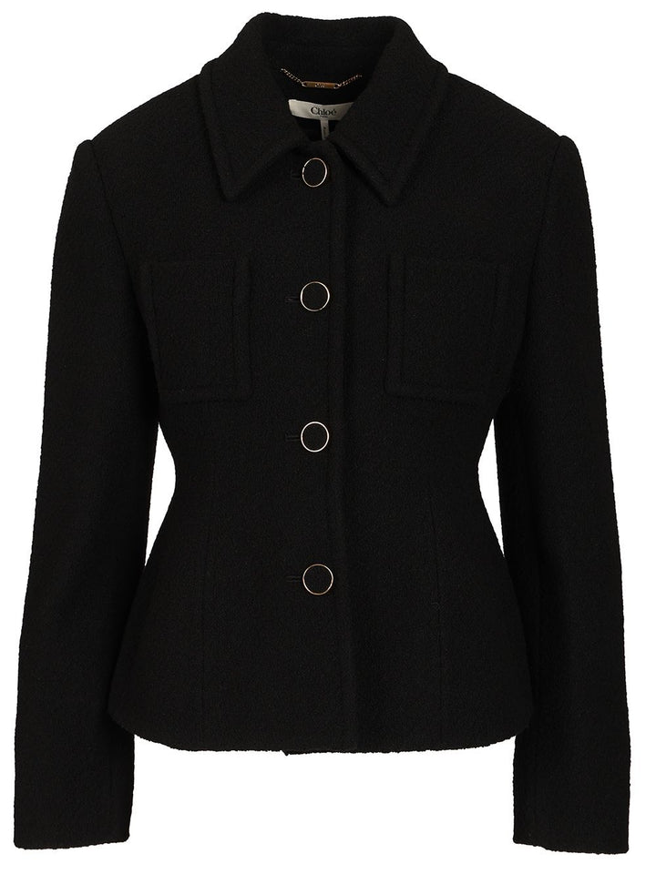 Chloe' Single-Breasted Short Blazer Giacche - Nero | 1fb4b0261bc6a80141fcf3bc2f119a03768c3f3c
