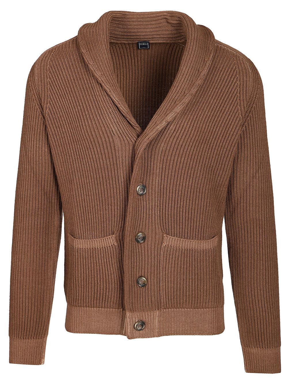 Fedeli Cardigan Scialle Terminillo  Fissato Al Sale 100 Merinos Knitwear - Marrone | 122ea83f6e97c623ce02a8c55f14a06add9f03da