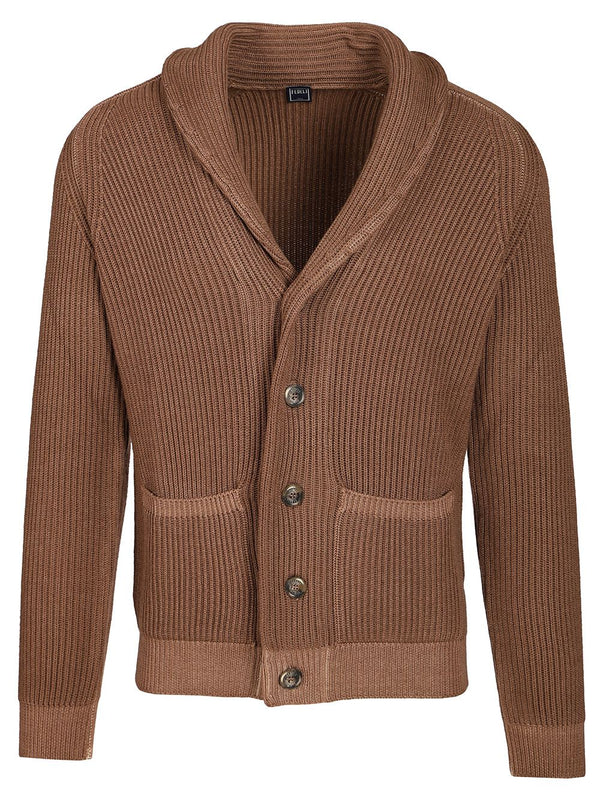 Cardigan Scialle Terminillo Fissato Al Sale 100 Merinos Knitwear Marrone