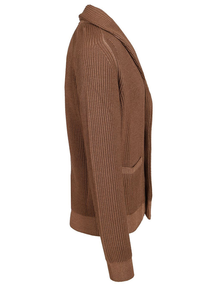 Fedeli Cardigan Scialle Terminillo  Fissato Al Sale 100 Merinos Knitwear - Marrone | f1cb7d4996c3e931fa3585ce977a1258326f4839