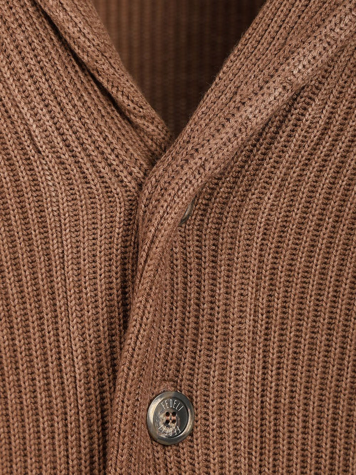 Fedeli Cardigan Scialle Terminillo  Fissato Al Sale 100 Merinos Knitwear - Marrone | ba56acc4af6b9a79f11830505356440c83db68b4