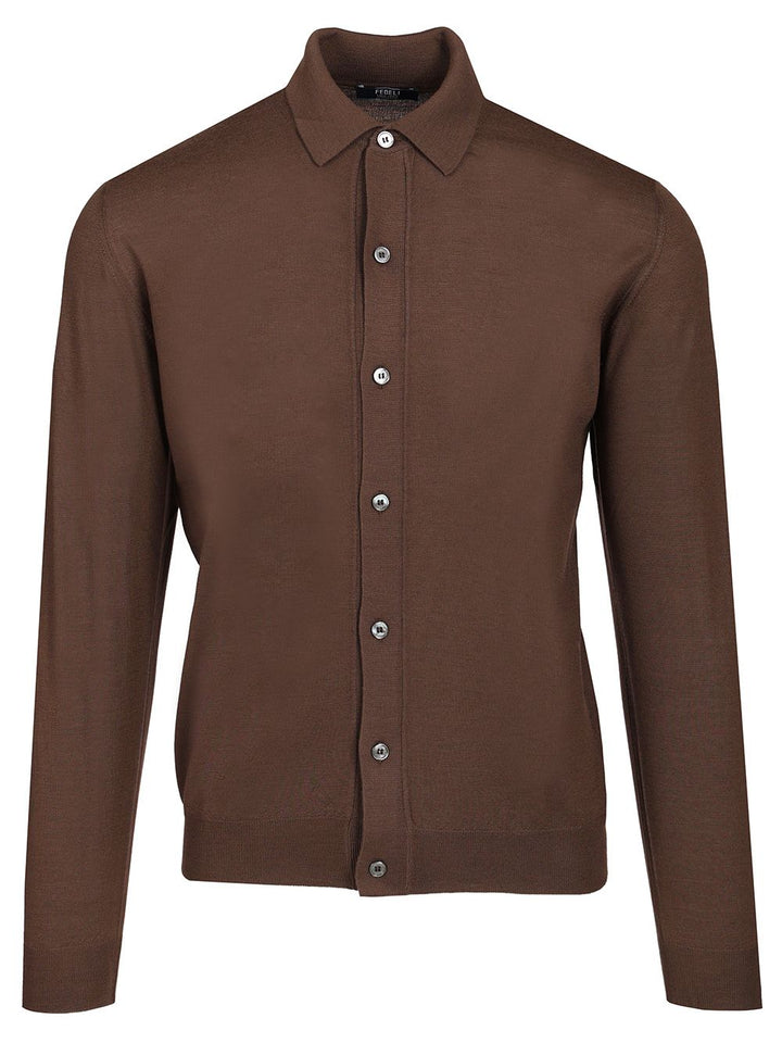 Fedeli Knitted Shirt Knitwear - Marrone | 49d151abcacf520e01224999bd9736fe51330164
