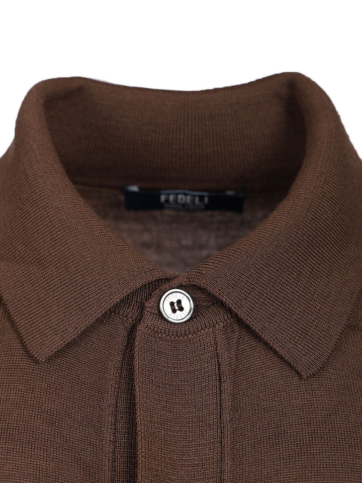Fedeli Camicia  140s 100 Lana Knitwear - Marrone | d1a829e80da57a7c28be53c79194309a7f901404