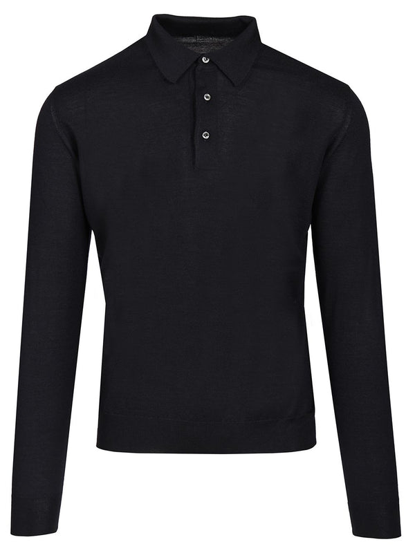 Long-Sleeved Polo Shirt Knitwear Blue