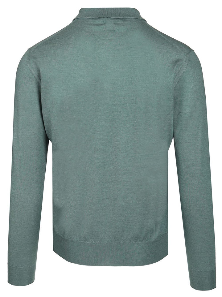 Fedeli Long-Sleeved Polo Shirt Knitwear - Verde | dfcdaf996d468a04672b2b8e7b44c09ce893f621