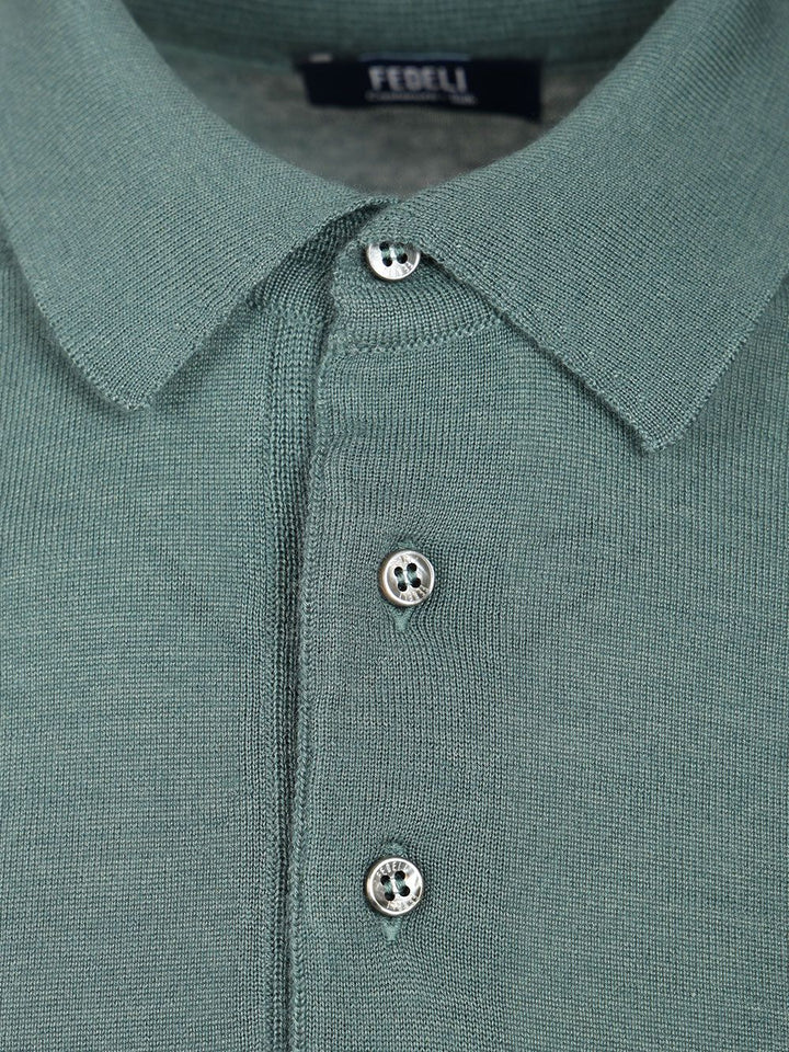 Fedeli Long-Sleeved Polo Shirt Knitwear - Verde | 17898b25c84121dadf0d82787bba001c32c071dd
