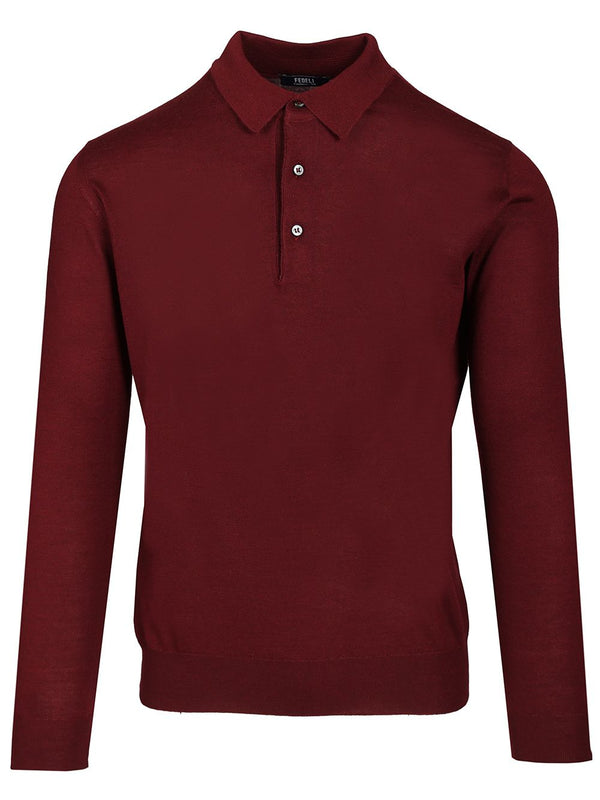 Long-Sleeved Polo Shirt Knitwear Burgundy