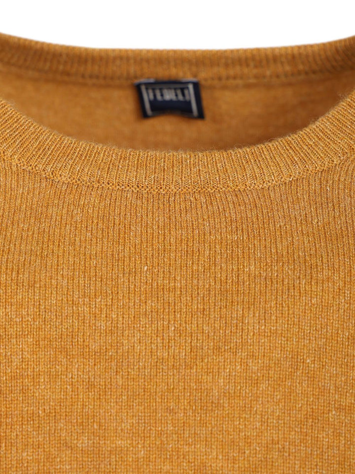 Fedeli Giro Slim 100 Cachemire Knitwear - Giallo | 36506865844db804c1593af40bf51f964f0901ba