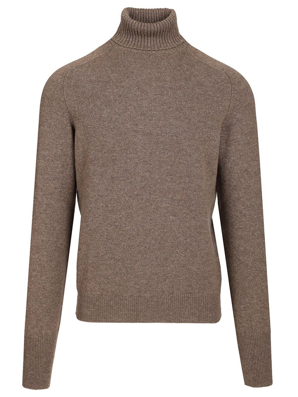 High Neck Sweater Knitwear Brown