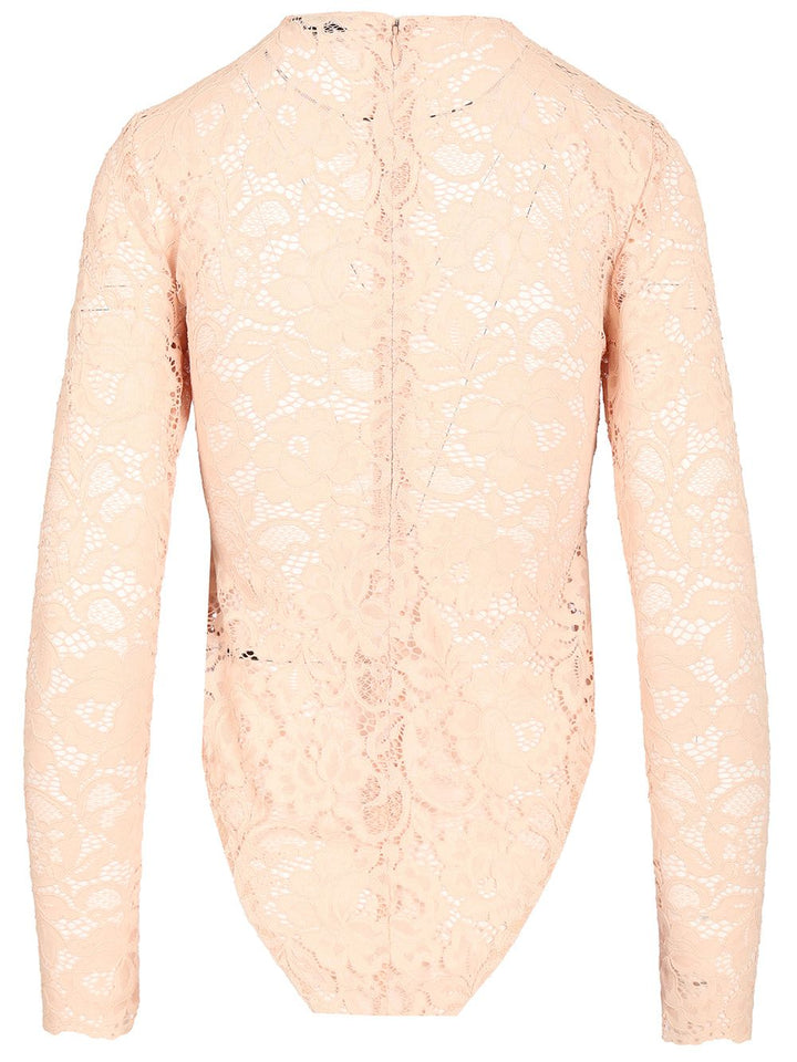 Self-Portrait Beige Bodysuit In Flesh-Colored Lace Top - Beige | d7defede8ead3bb843302a34c2da7d6cf9089067