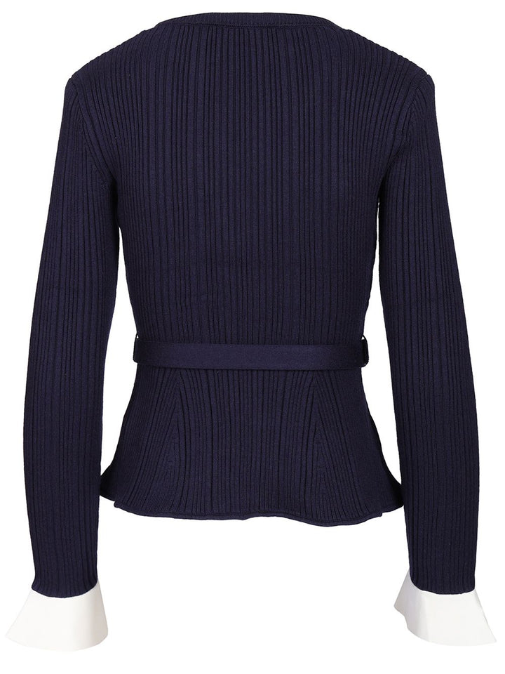 Self-Portrait Ribbed Cardigan Knitwear - Blu | aa5fc9f30c68117a799ab402df393720e9d2facf