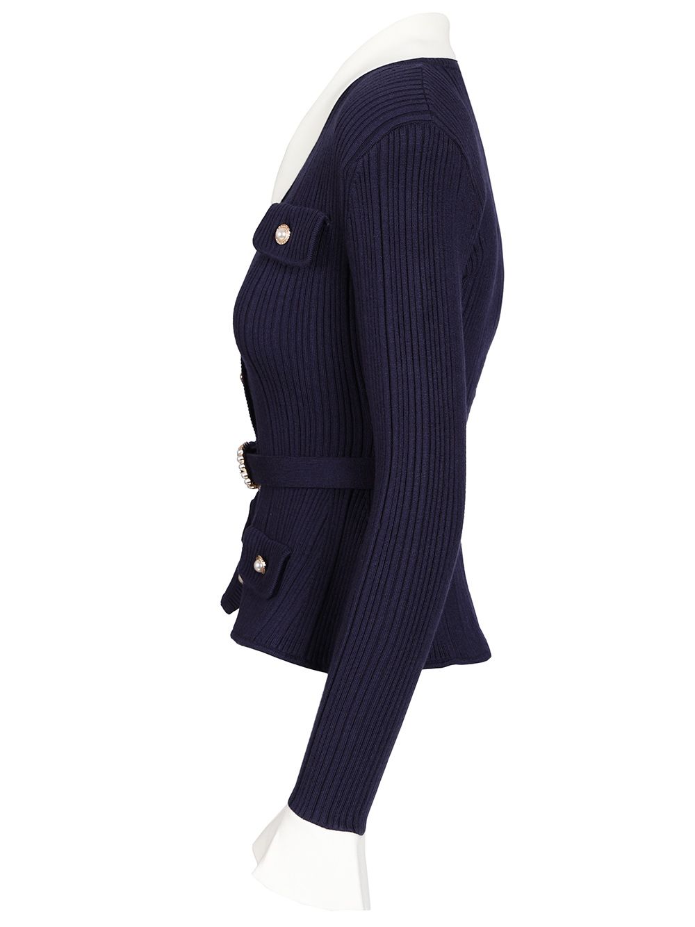 Self-Portrait Ribbed Cardigan Knitwear - Blu | 7095d11a1adac9f82d86db8701c9674c0bf3eb1b