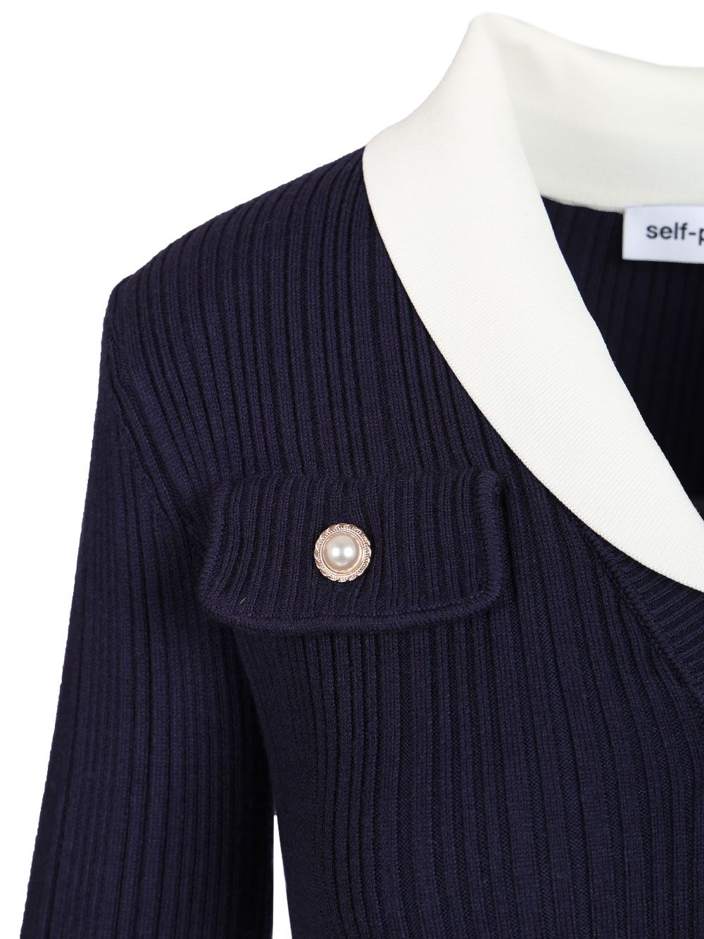 Self-Portrait Ribbed Cardigan Knitwear - Blu | 0ca26c228cb26906a2623ade8582f773efa4c234