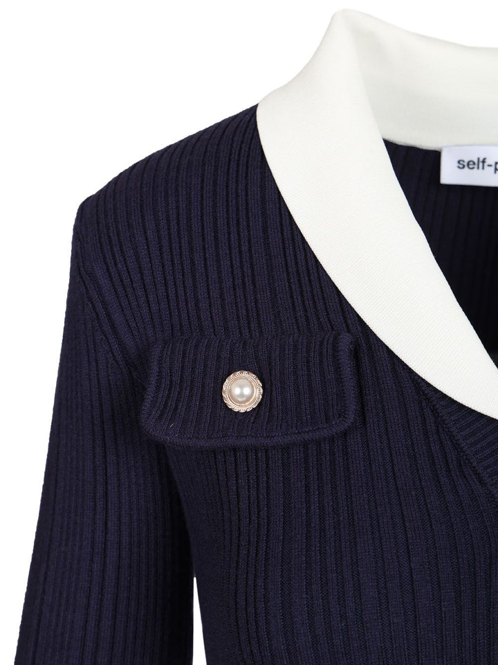 Self-Portrait Ribbed Cardigan Knitwear - Blu | 0ca26c228cb26906a2623ade8582f773efa4c234