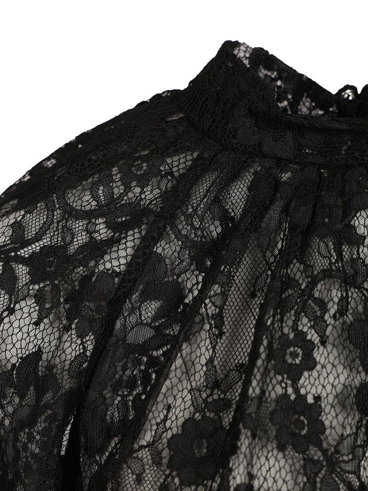 Self-Portrait Lace Blouse Top - Nero | bbc7ce64673e4b5e39718b6b08b73b2dbf640230